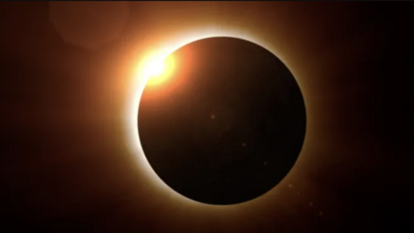 Image of a near total solar eclipse