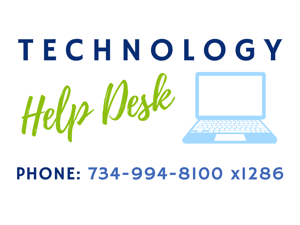 Link to Technology Ticket system and phone number 734-994-8100 x1286
